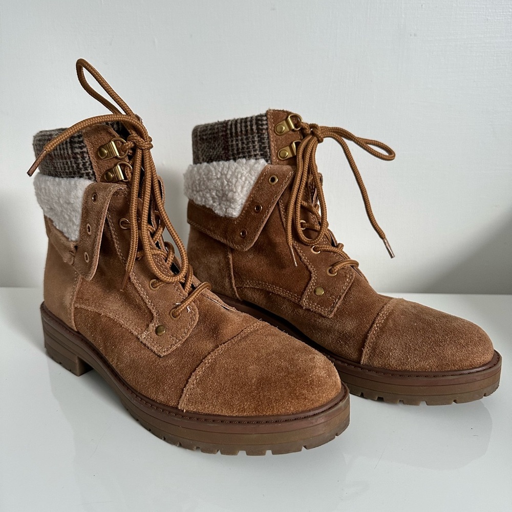 Tommy Hilfiger Womens Dyan Suede Ankle Winter Boots, Tan, Size 8 Cognac Brown